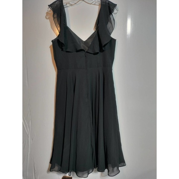 Jenny Yoo Kelli Formal Gown midi Dress Off the shoulder black chiffon size 8 - Picture 7 of 11